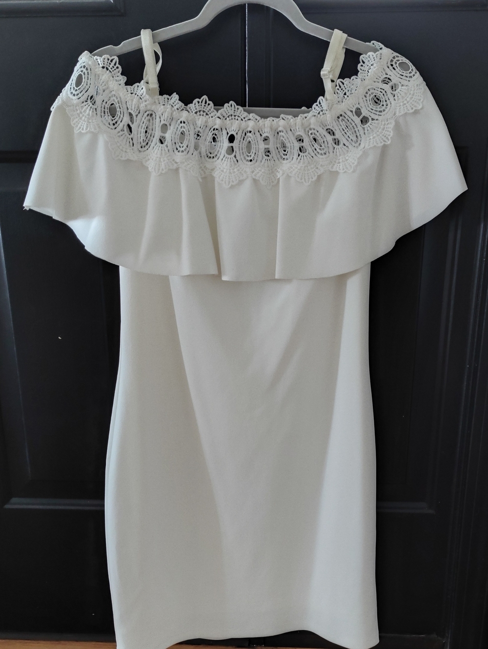I.N. San Francisco Off-Shoulder Cream Lace Trim Dress